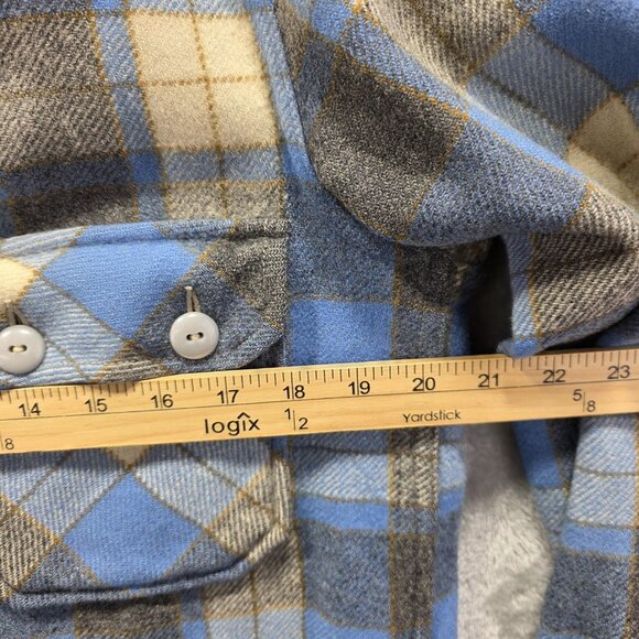 Vintage Chippewa Woolen Mills Jacket Mens Large Blue Gray Wool Plaid Shacket - Picture 11 of 11